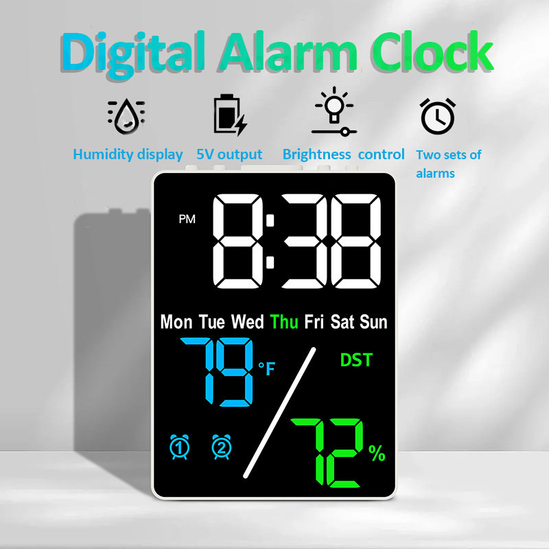 Weather Station Indoor - Multifunctional Large Screen Digital Alarm Clock
