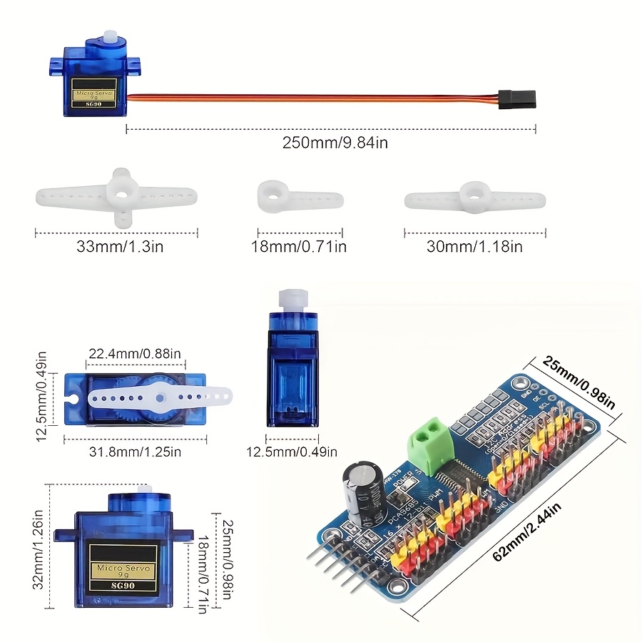 5pcs SG90 9G Servo Motors + 16 - đánh giá và giá Robot Arm Motor