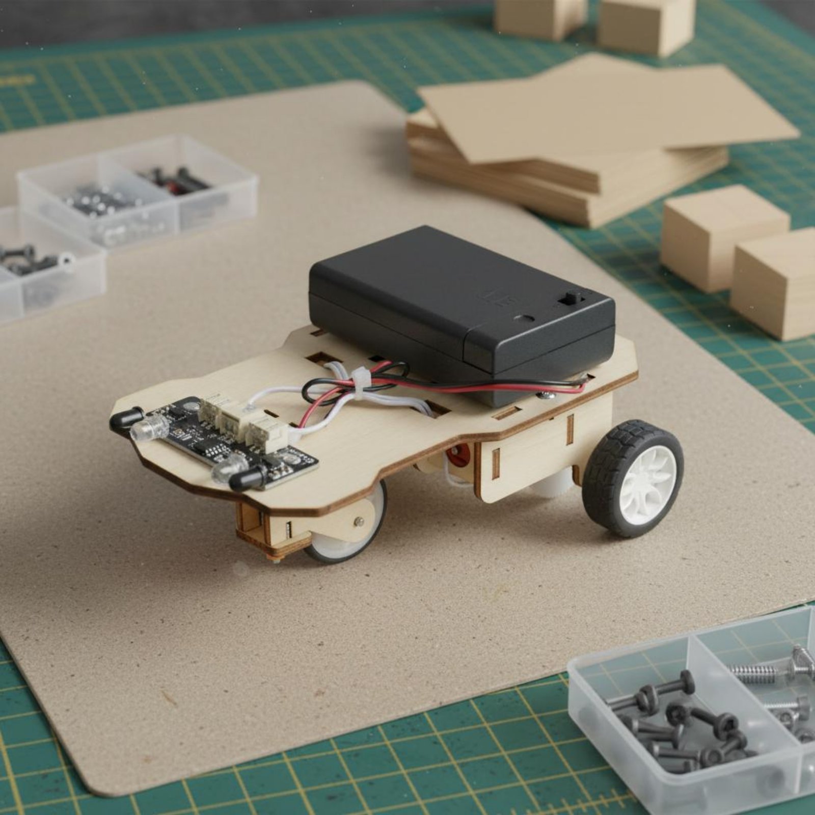 Wooden Intelligent Vehicle Kit - đánh giá và giá Science Robot